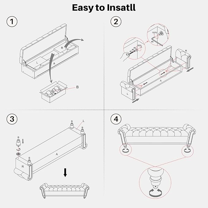 SOFTHION 67" Storage Bench for Bedroom, Linen Upholstered, Dark Grey | King - Image 7