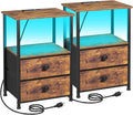 Nightstands Set of 2, LED Night Stand by LOAKEKEL