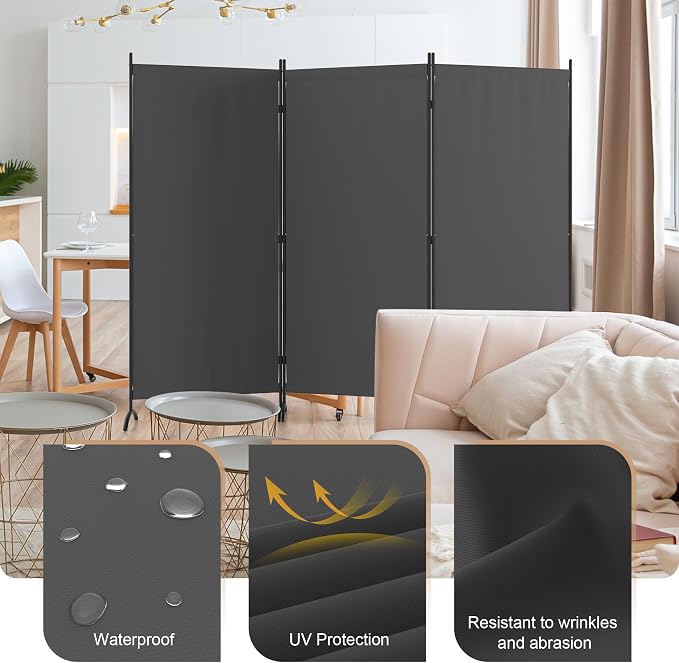 3 Panel Room Divider 6 Ft Folding Screen Room Dividers - Image 6