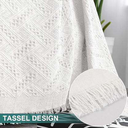 MYSKY HOME White Sofa Covers for 3 Cushion Couch Geometrical Sectional Sofa Couch Cover Living Room Sofa Throws Sofa Slipcovers for Pets, Kids (X-Large, 91" x 118", White)