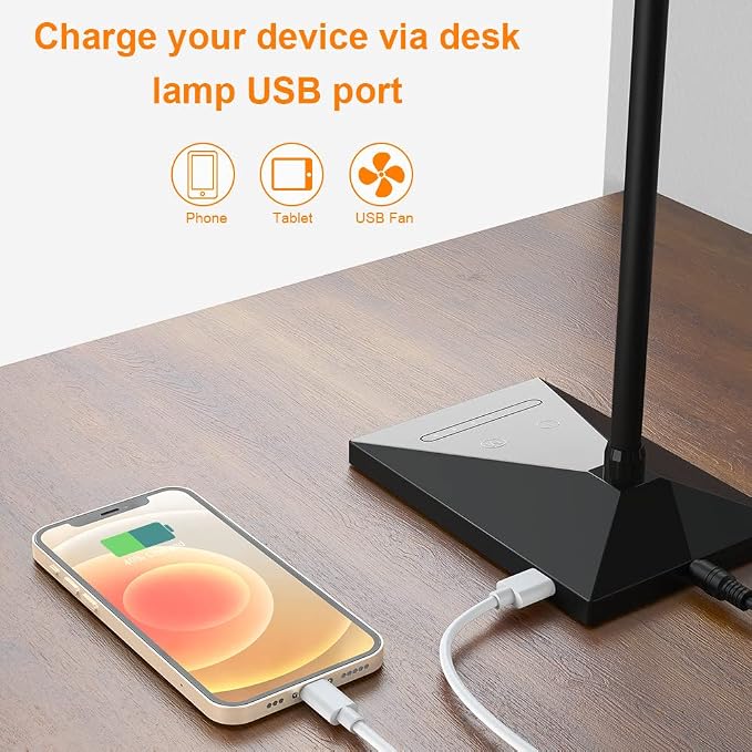 Vansuny LED Desk Lamp with USB Charging Port, Eye-Caring, 5 Color Modes - Image 3