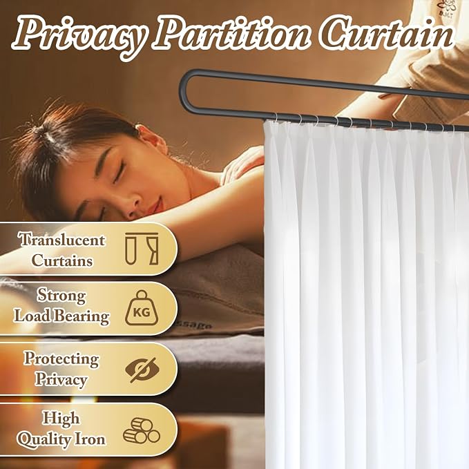 Privacy Partition Curtains, U Shaped Rod - Image 2