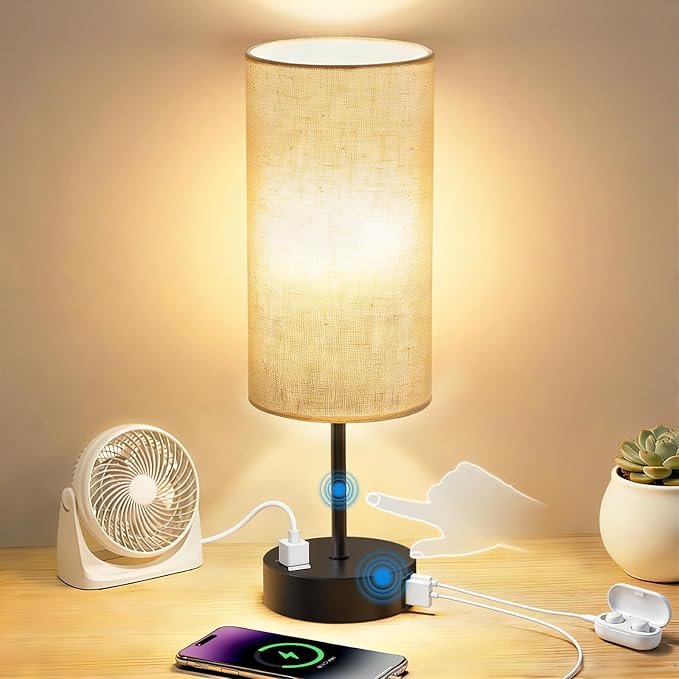 Table Lamp for Nightstand, High-Sensitivity Touch, 3-Level Dimmable Bedside Lamp by Unknown
