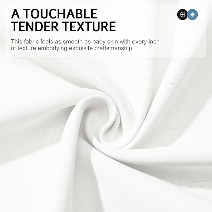 Etherealveil Pure White Pinch Pleated Semi Blackout Curtains 2P 40"x102" | Back - Image 8