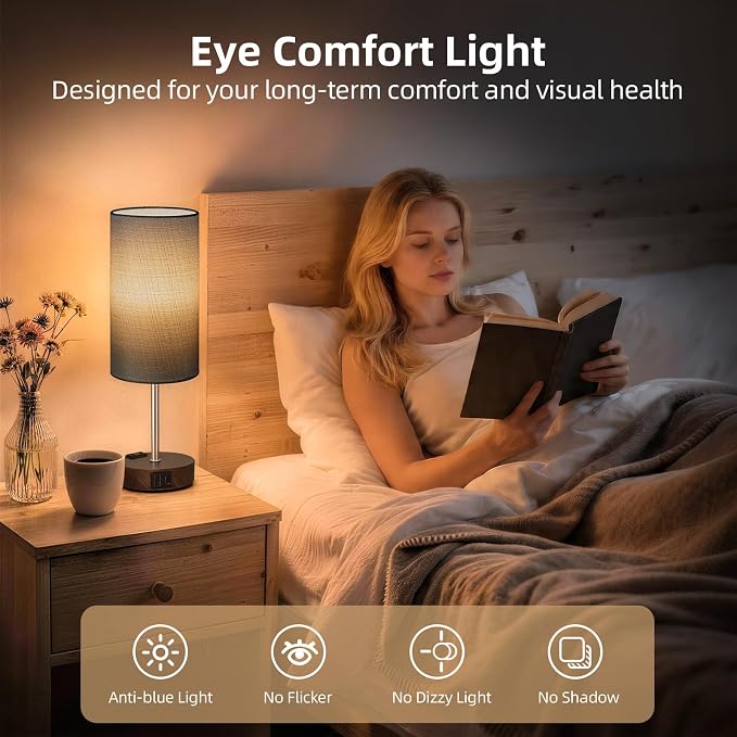 Table Lamp for Nightstand, High-Sensitivity Touch, 3-Level Dimmable Bedside Lamp - Image 5