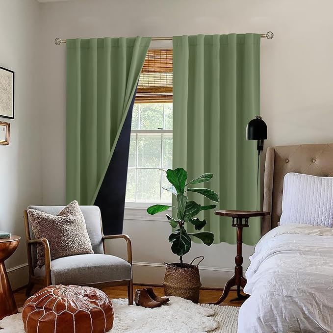 BGment Grass Green 100% Blackout Curtains 63 Inch Length - Image 9