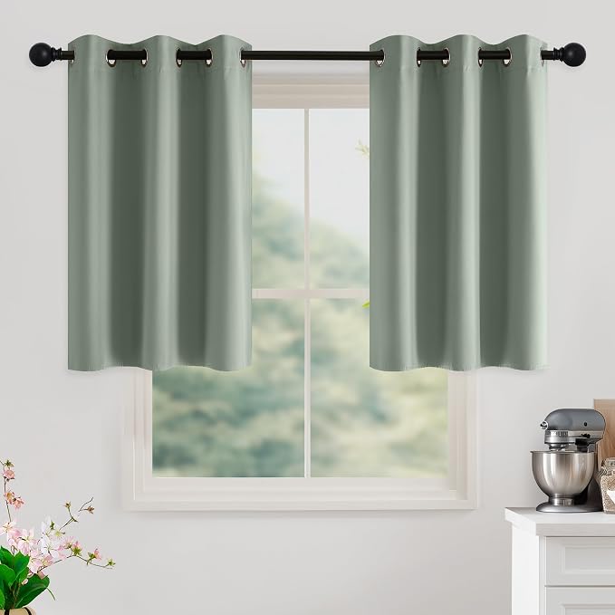 NICETOWN Sage Green Room Darkening Curtains 36 Inches Long 2 Panels by NICETOWN
