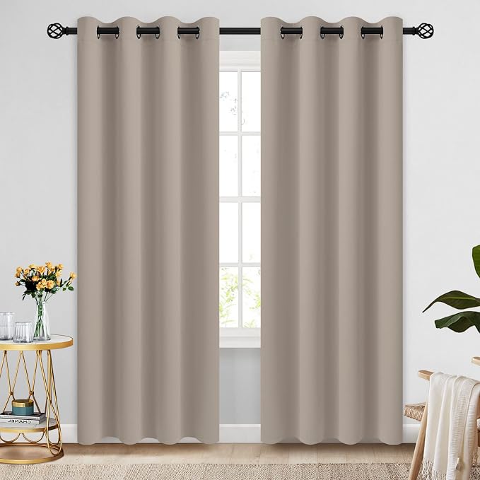 COSVIYA Grommet Room Darkening Natural Curtains 84 inch Long by COSVIYA