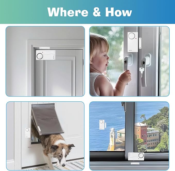 HENDUN Door Alarms When Opened with Remote, Door Bells Chimes, Door Security Sensor Pool Alarm for Kids Safety (2 Pack)