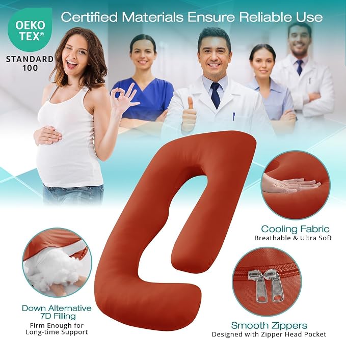 Cooling Pregnancy Pillows for Sleeping, Down Alternative, Removable Cover - Image 3