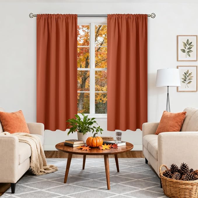 BGment Terracotta Blackout Curtains 63 Inch Length - Image 4