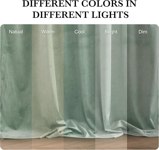 RYB HOME Auqa Velvet Curtains 96 inches - Image 7