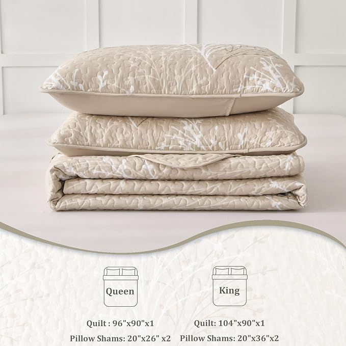 DJY Beige Quilt Set Full Size - Image 8