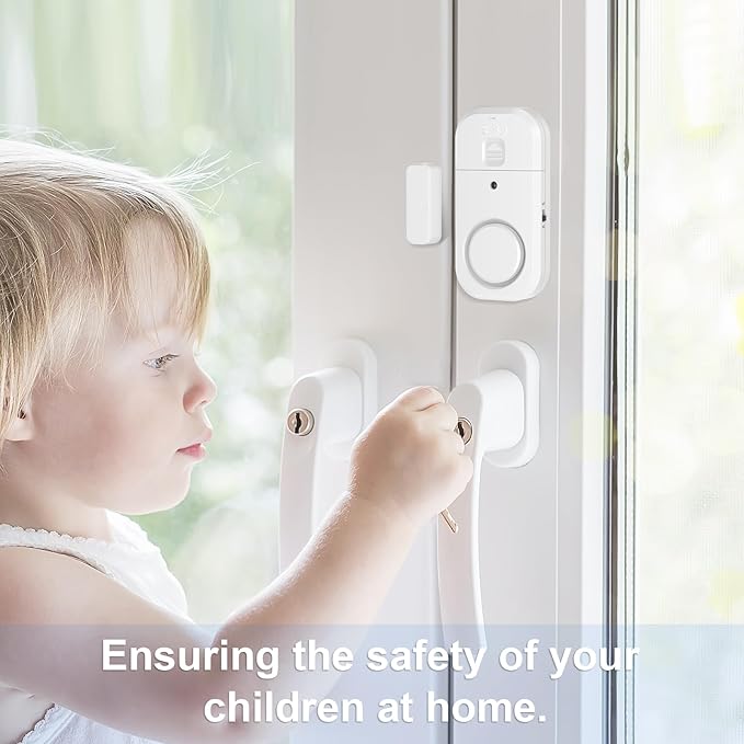 ANKOSHUN Door Window Alarm Sensors - Door Alarms for Kids Safety, Door Alarms for Home Security, for Home, Office, Store, Garage, Dorm Room, Apartment, RV, White, 6 Pack