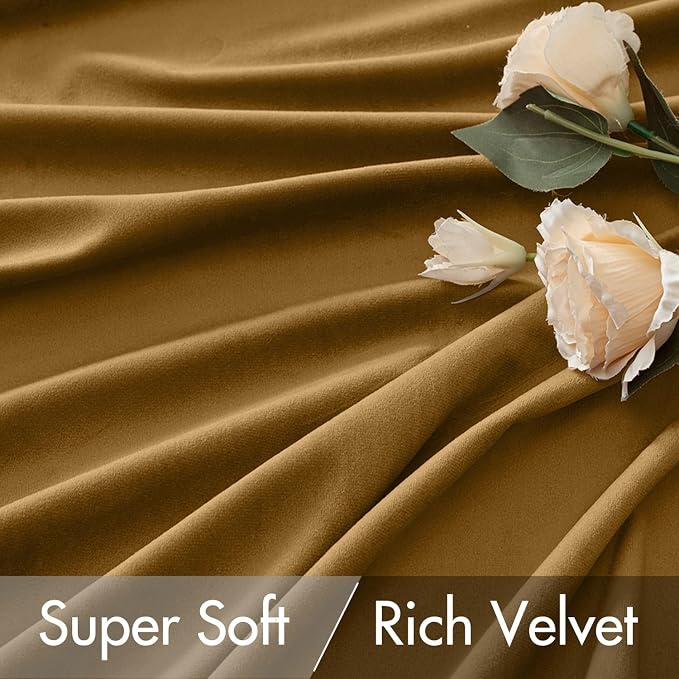 MIULEE Gold Velvet Pinch Pleat Blackout Curtains W52 X L84 Inches | 2 Panels - Image 5