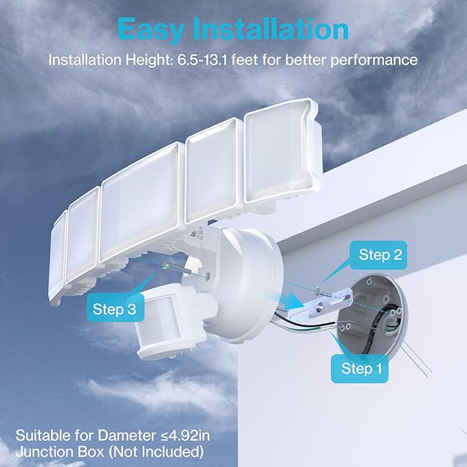 Olafus 130W Motion Sensor Outdoor Lights, 13000LM 6500K Daylight Flood Lights Outdoor Motion Sensor, Dusk to Dawn Outdoor Lighting, IP65 Waterproof Motion Detector Lights for Outside, White