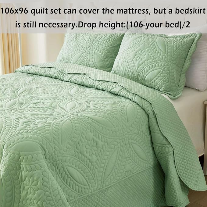 Cmfshape King Bedspread 106"x96", 3 Piece King Quilt - Image 2