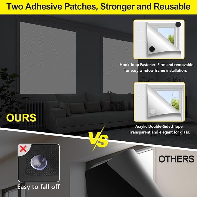FADOTY 100% Blackout Curtains, No Drill, Sun Heat Light Blocker - Image 3