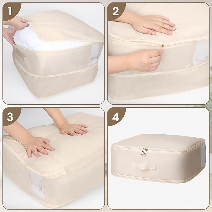 1 Pack Comforter Storage Bag, 204L Blanket Storage Bags Self Compression - Image 4
