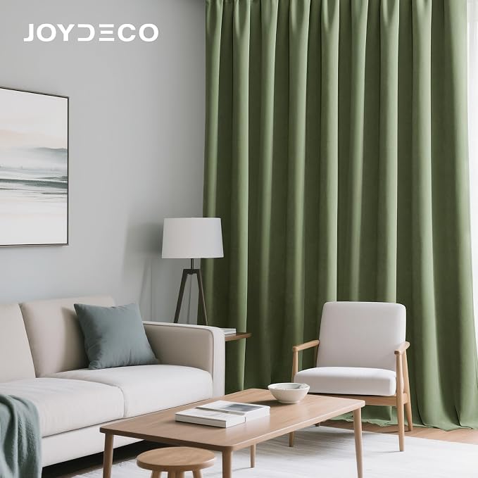 Joydeco Velvet Blackout Curtains Black Out Curtain 96 Inch Drapes | - Image 4