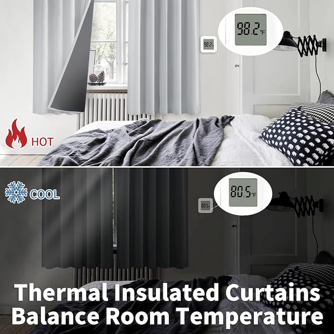 BGment Light Grey 100% Blackout Curtains 54 Inches Long - Image 6