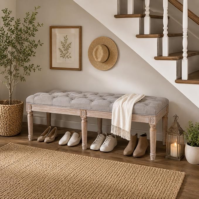 chairus Fabric Upholstered Dining Bench - Image 3