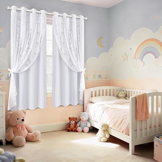 Yinhua Blackout Curtains for Bedroom Double Layer Grey Curtains for Living Room - Image 7