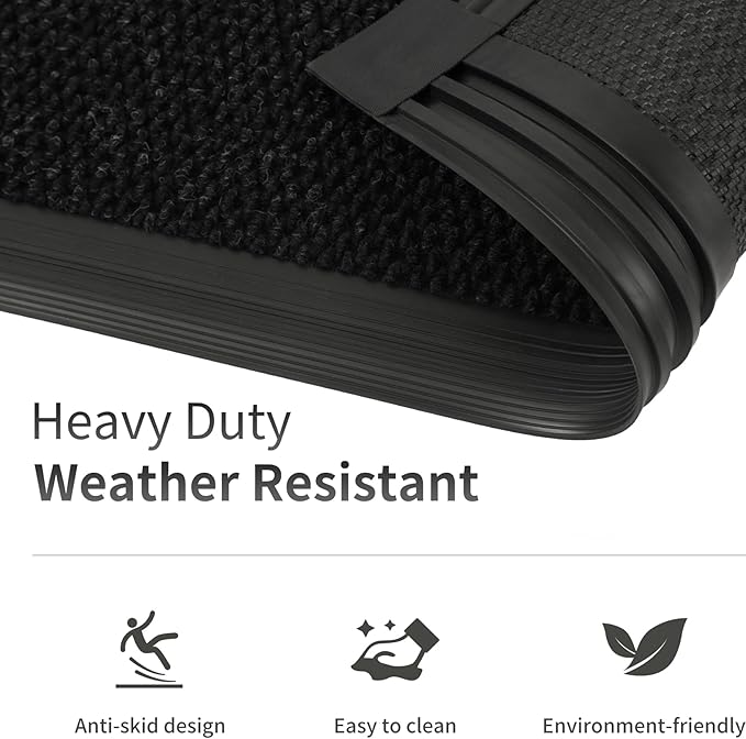 3ft x 26ft Front Door Mat Indoor Outdoor Entrance, Commercial Heavy Duty Entryway Matt, Non-Slip Rubber Backing Low Profile Doormat, Waterproof Dirt Trapper Welcome Mat for High Traffic Area