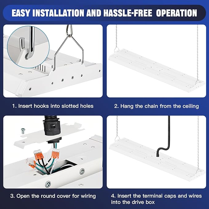 JTT LED Linear High Bay Light 300/240/200W,3FT 45000LM Linear Shop Light Commercial 120-277V,4000/5000K High Bay Lights Shop Workshop Store Commercial Supermarket Warehouse Basement,2-Pack ETL