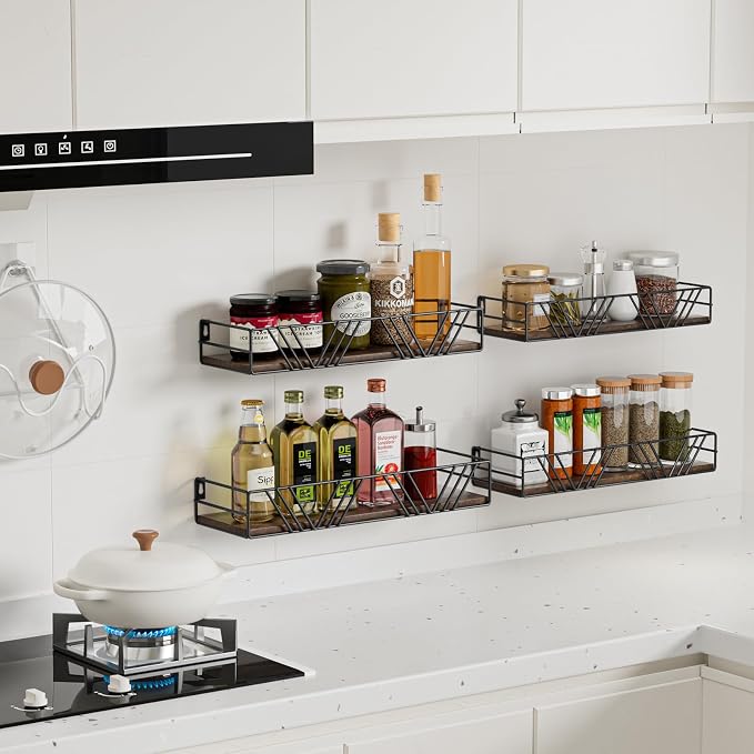 Amaoot Floating Shelves for Wall Set of 4, Wall Shelf Wood Floating Shelf | - Image 4