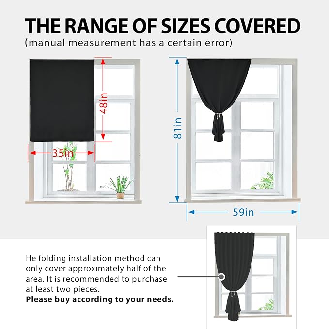 Autohesion Curtains for Windows, Bedroom Blackout Curtains for - Image 3
