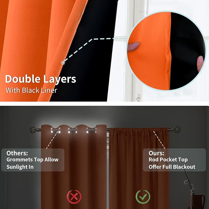 BGment Burnt Orange Blackout Curtains - Image 6
