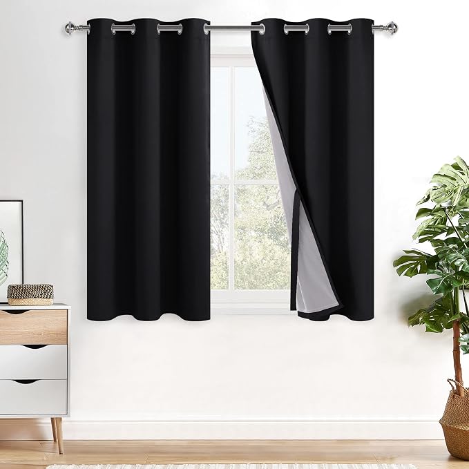 XWZO Black Blackout Curtains 2 Panels by XWZO