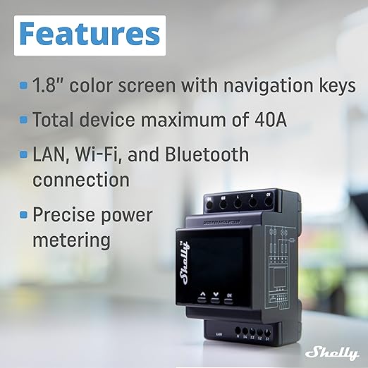 Shelly Pro 4PM | Wi-Fi & LAN, 4-Channel Smart Relay with Power Metering | Home Automation | Compatible with Alexa & Google Home | iOS Android App| Remote Appliances Control and Monitoring