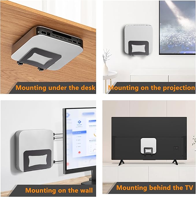 Adjustable Small Device Wall Mount Holder for Apple TV,ROKU,Router,Cable Box,Fire TV,Modem and Other Media Players, Universal Metal Bracket with Adhesive Tape & Screws Fits for 0.9"-1.8" Thick Devices