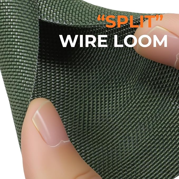 HOLED 1 inch Split Braided Cable Management Sleeve for USB Cable Power Cord Audio Video Cable, Wire Loom Cord Protector from Cat Dog Chewing (Dark Green, 25FT)