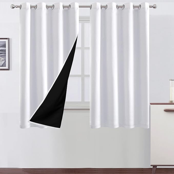 100% Blackout White Curtains by Lemomo