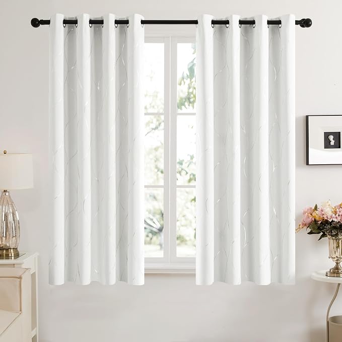 Deconovo Curtains for Living Room, Pattern Blackout Curtains 54 Inches Long | - Image 2