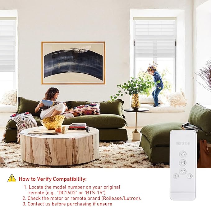 Replacement Remote for Roller Blinds - 5-Channel Compatible with Rollerhouses ERB22/ERB25/EY1612/EY2512 Motors - NOT Universal (Verify Your Original Controller Before Purchase)