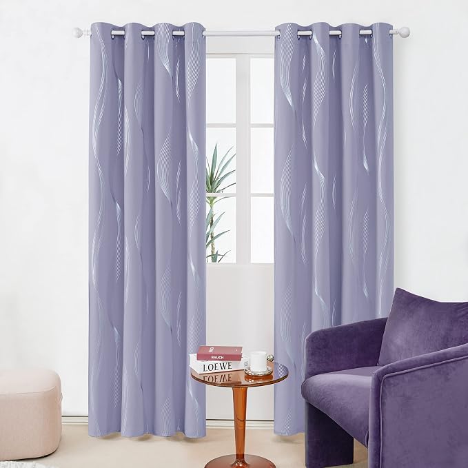 Deconovo Curtains for Living Room, Pattern Blackout Curtains 45 Inches Long | - Image 2