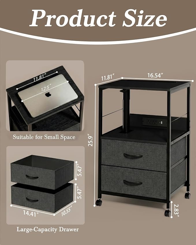 Faesun Swivel Lift Top Nightstand - Image 2