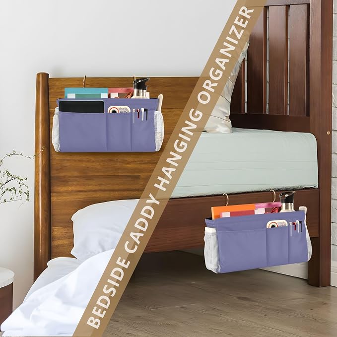 Purple Bedside Caddy Storage Bag Bedside Organizer - Image 7