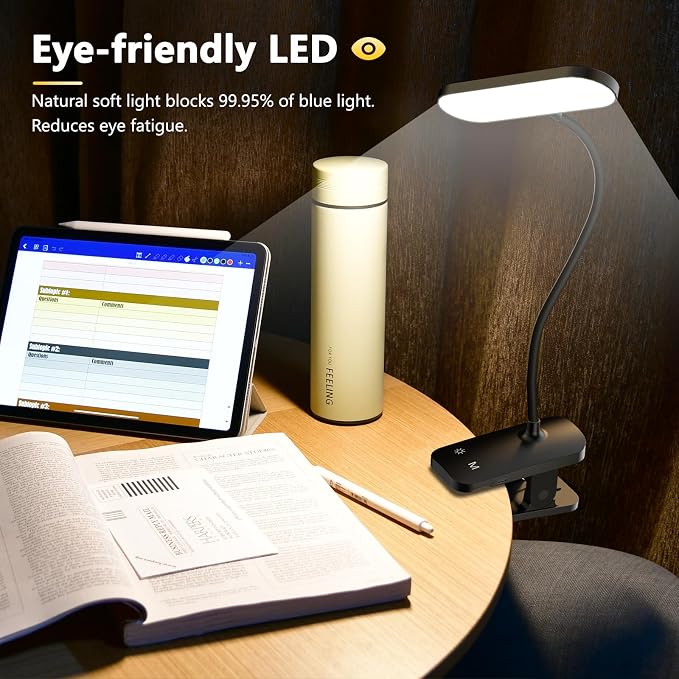 Rechargeable LED Desk Lamp, Clip Reading Light - Image 4