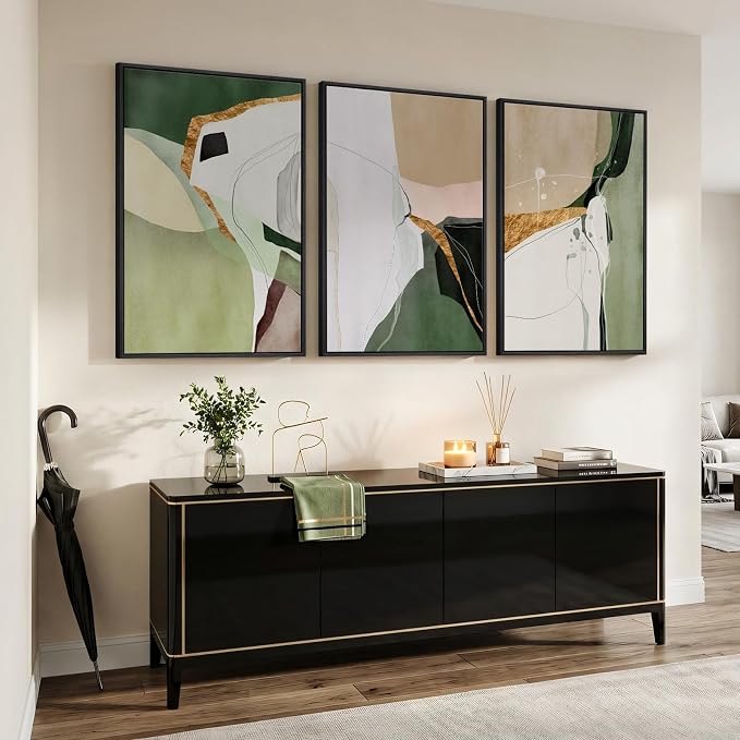 Large Framed Sage Green Abstract Wall Art - Image 5