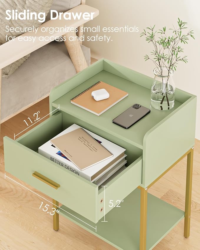 Nightstand, Modern Bedside Table Night Stand - Image 4