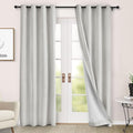 Macochico 100% Blackout Curtains Thermal Insulated Noise Reducing Chenille Curtains for Hotel Auditorium Bedroom Living Room Grommet White Curtains with Tieback Classic 52" Wx84 L 1 Panel