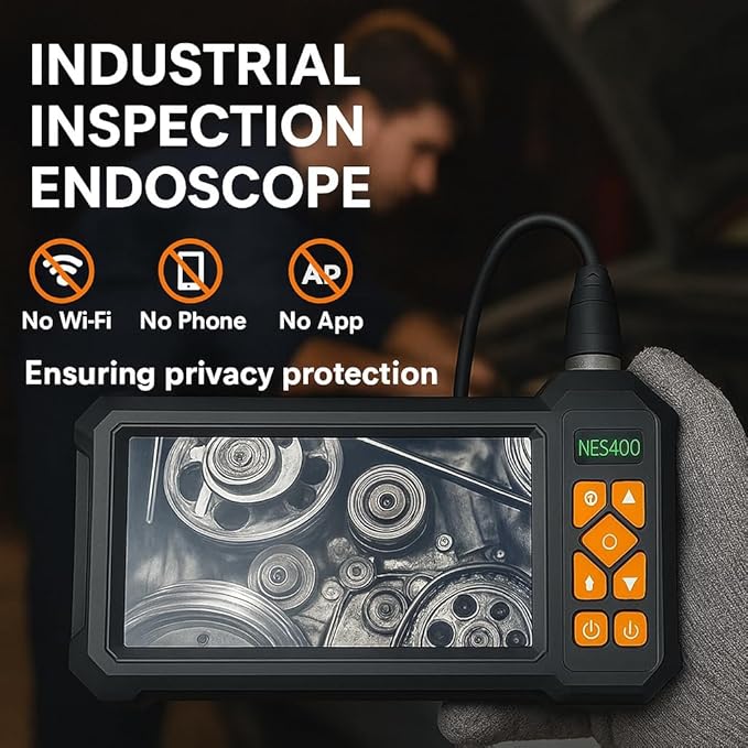 49.2 Feet Inspection Endoscope Camera with Light, 1080P HD Borescope Camera with Light, 4.3" IPS Screen, IP67 Waterproof Sewer Borescope, 49.2Ft Semi-Rigid Cord Drain Pipe Endoscope Cool Gadgets Tool