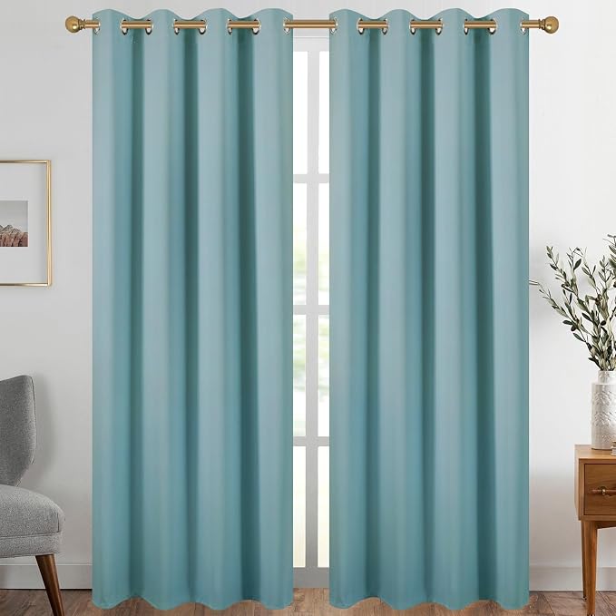 Diraysid Stone Blue Grommet Blackout Curtains by Diraysid%2C+refresh+your+life