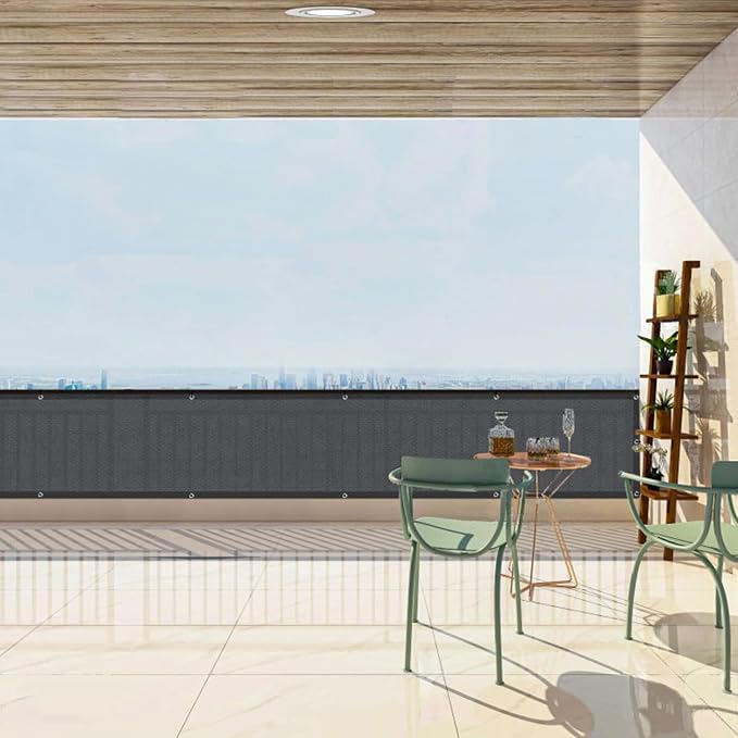 Custom Size 3'x7' Dark Grey Balcony Privacy Screen 90% UV Block | Windscreen - Image 2