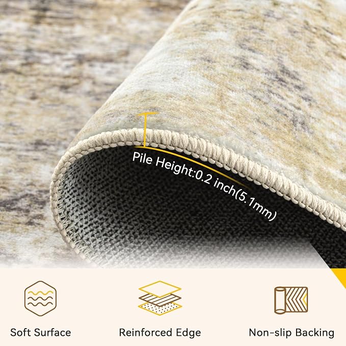 RELEANY Washable Round 8ft Area Rug - Image 3